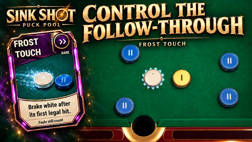 Illustrated store artwork featuring Frost Touch, a purple spell card and the white puck surrounded by ice